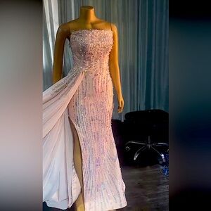 Custom blush pink prom dress